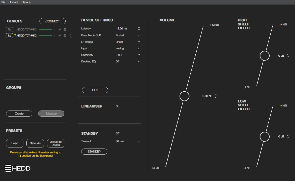 Lineariser highlight in CTRL software.