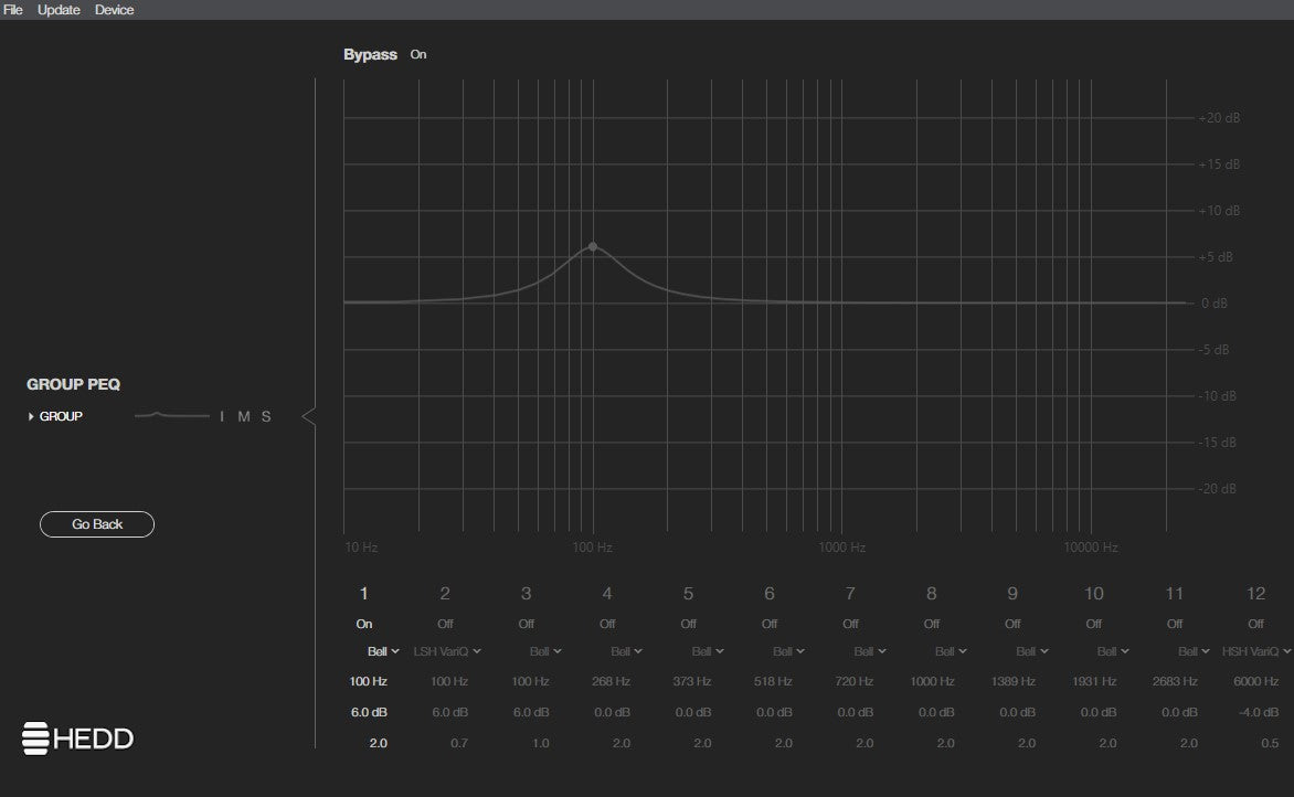 PEQ bypass screenshot in CTRL software.