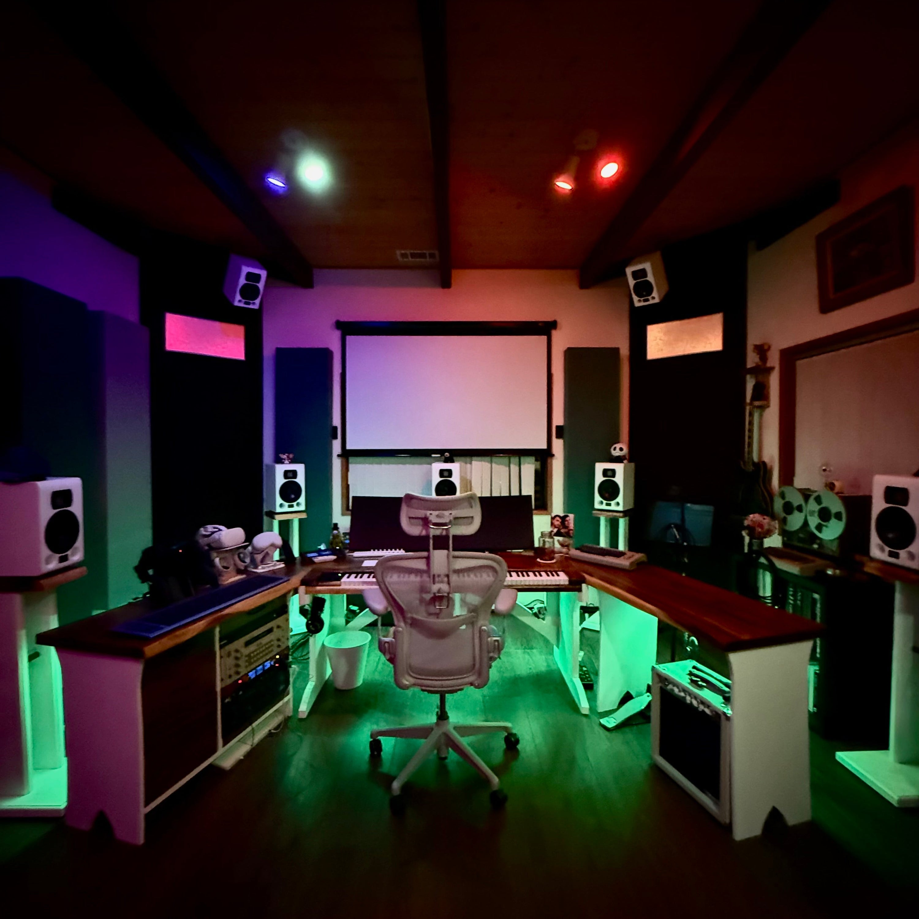 HEDD monitors in a simple home atmos setup for Christopher Lane