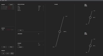HEDD CTRL interface with various controls and graphs on a dark background