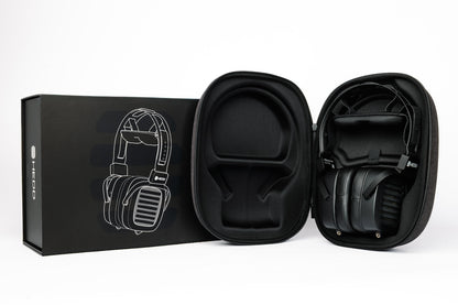 HEDDphone TWO in a protective case with packaging on a white background