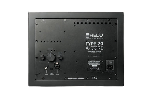 Backplate view of a HEDD Type 20 A-Core monitor on a white background