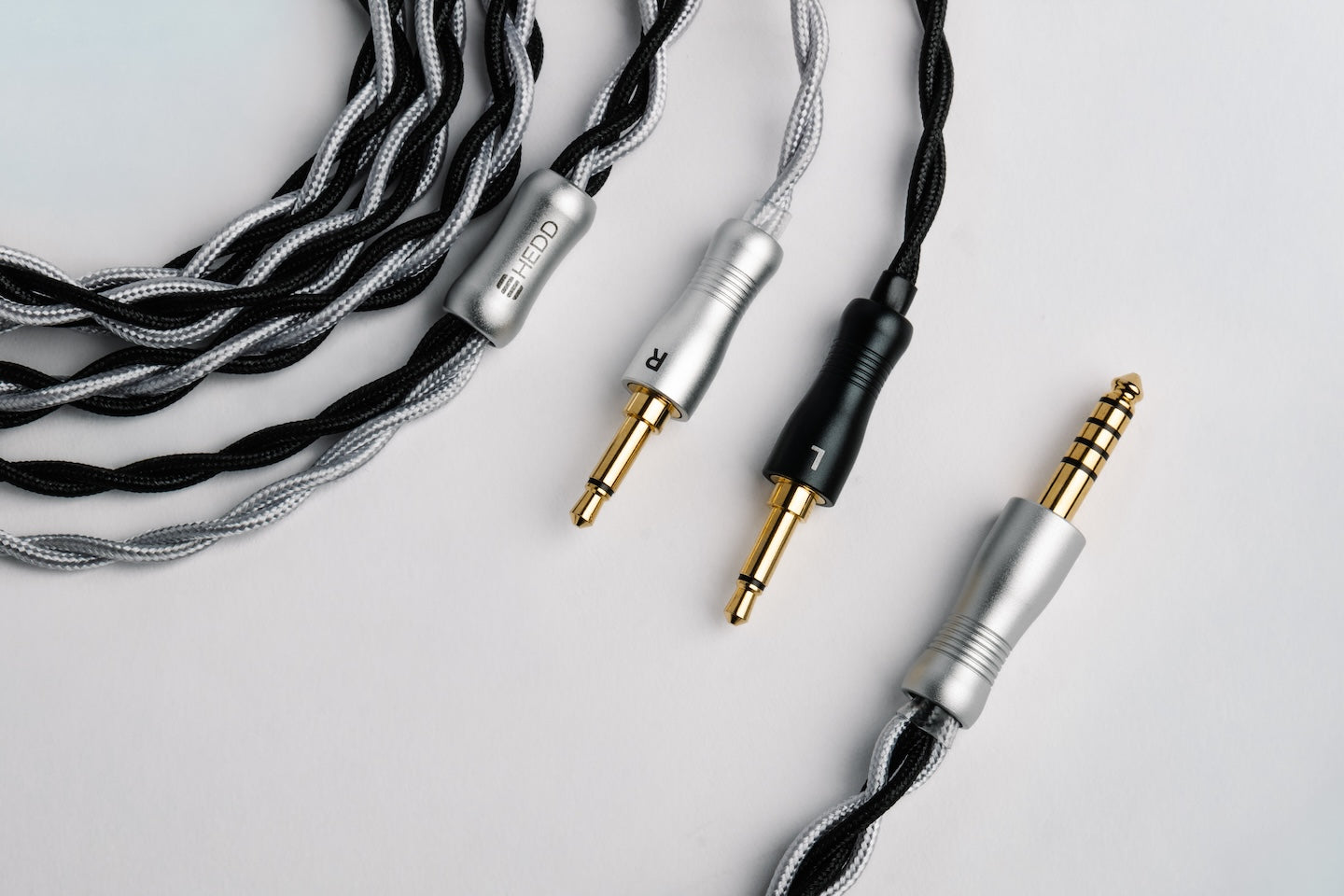 Braided upgrade audio cable for HEDDphone D1 on a white background.