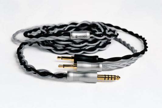 Braided upgrade audio cable for HEDDphone D1 on a white background.