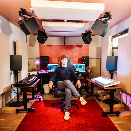 Gregory Betton in his home atmos studio with HEDD monitors