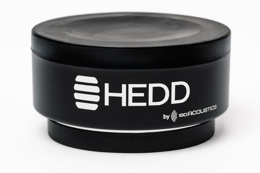 HEDD branded mini ISOPuck on a white background