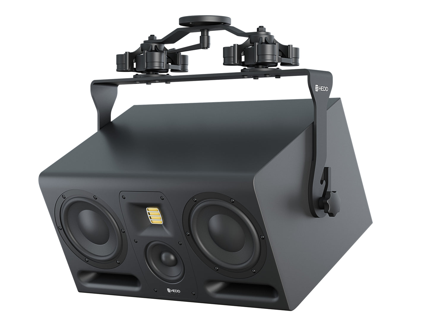 IsoAcoustics HEDD Speaker stand mount bundle, with adjustable arms and a flat base, designed for speaker positioning.