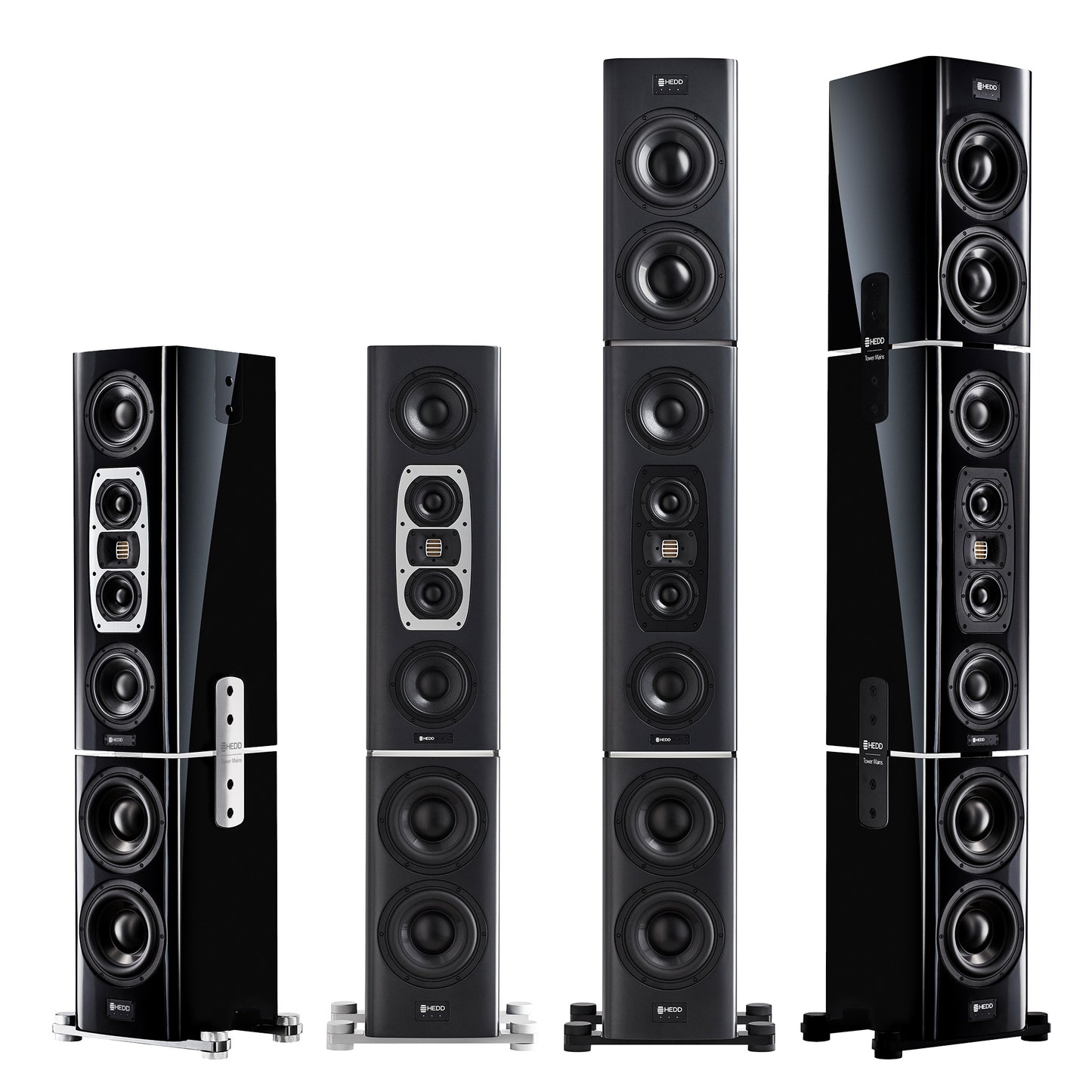 HEDD Tower Studio Monitors on a white background