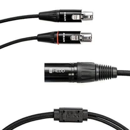 A black HEDDphone cable with XLR connection