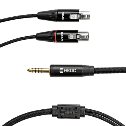 A black HEDDphone cable with jack connection